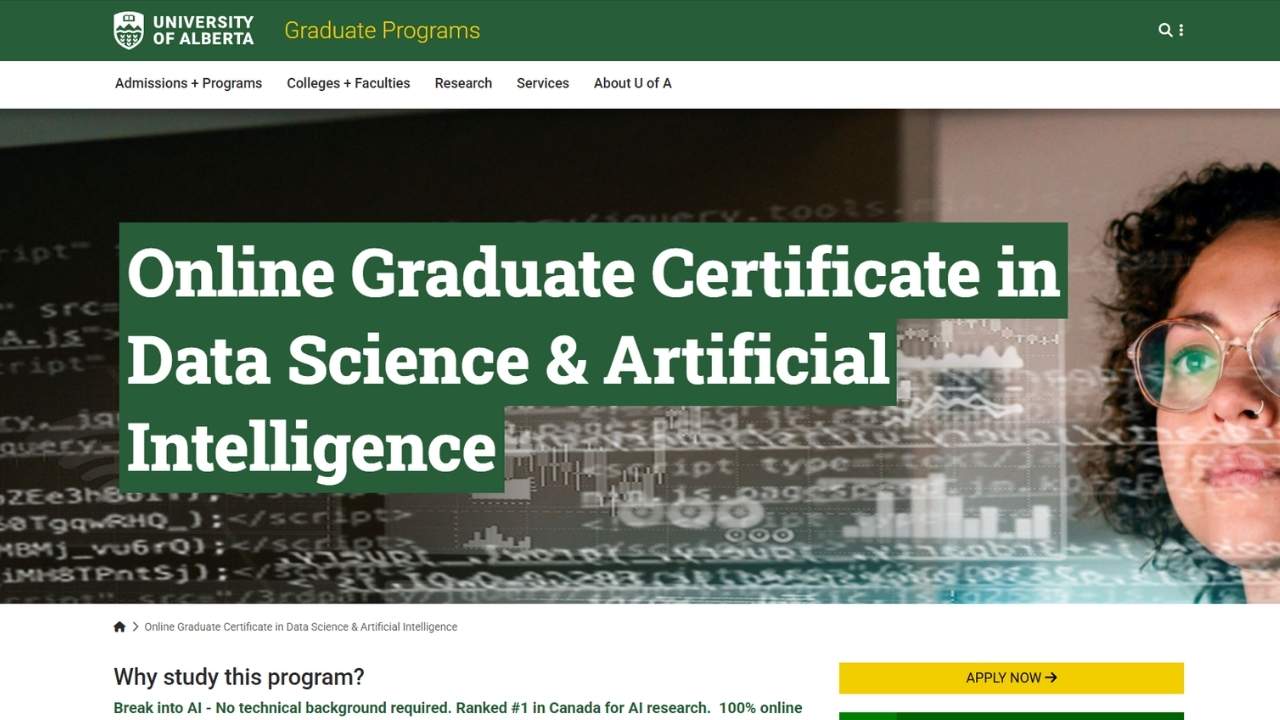 University of Alberta - Graduate Certificate in Data Science and Artificial Intelligence