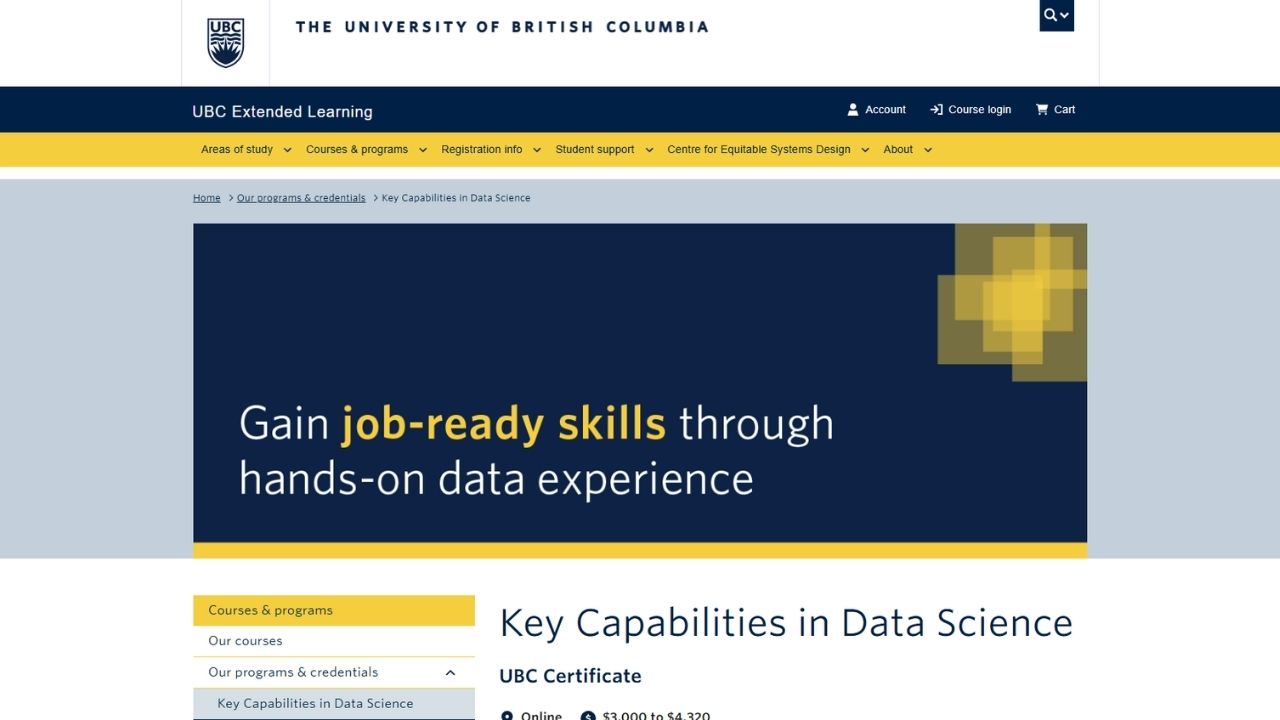 University of British Columbia - Key Capabilities in Data Science Certificate