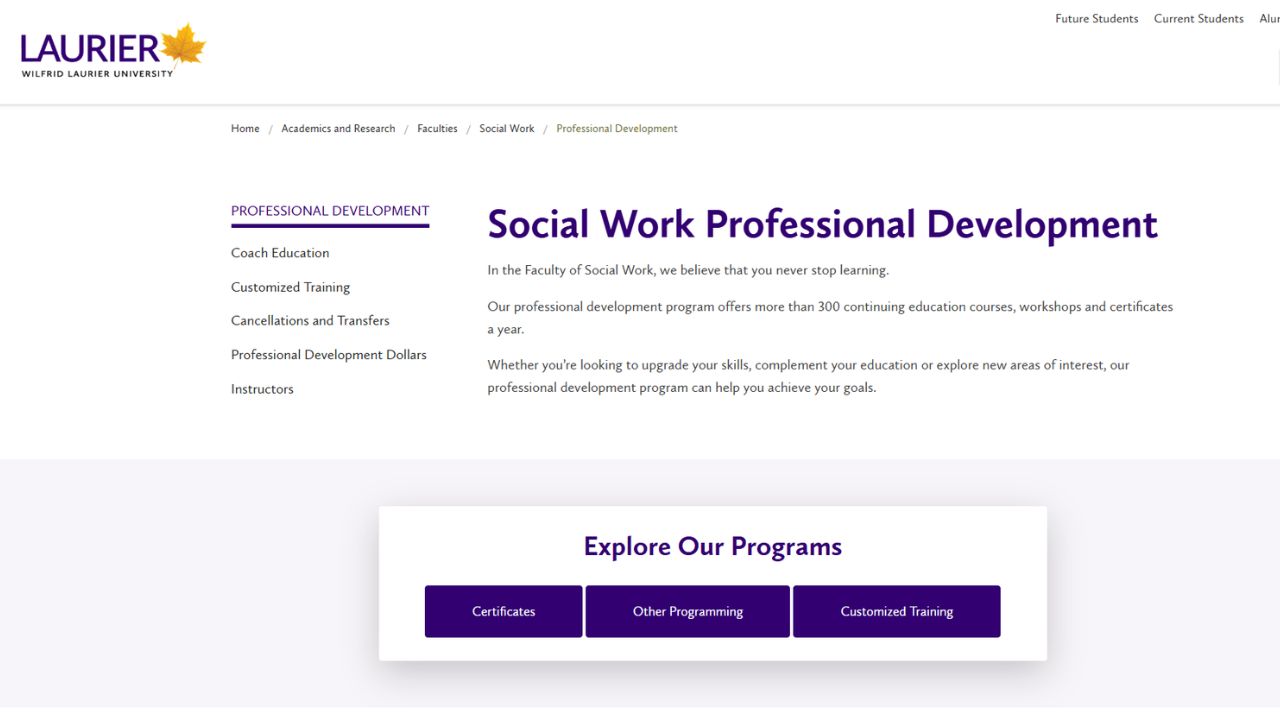 Wilfrid Laurier University - Social Work Online Professional Development