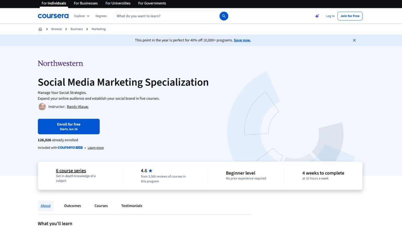 Coursera - Social Media Marketing Specialization