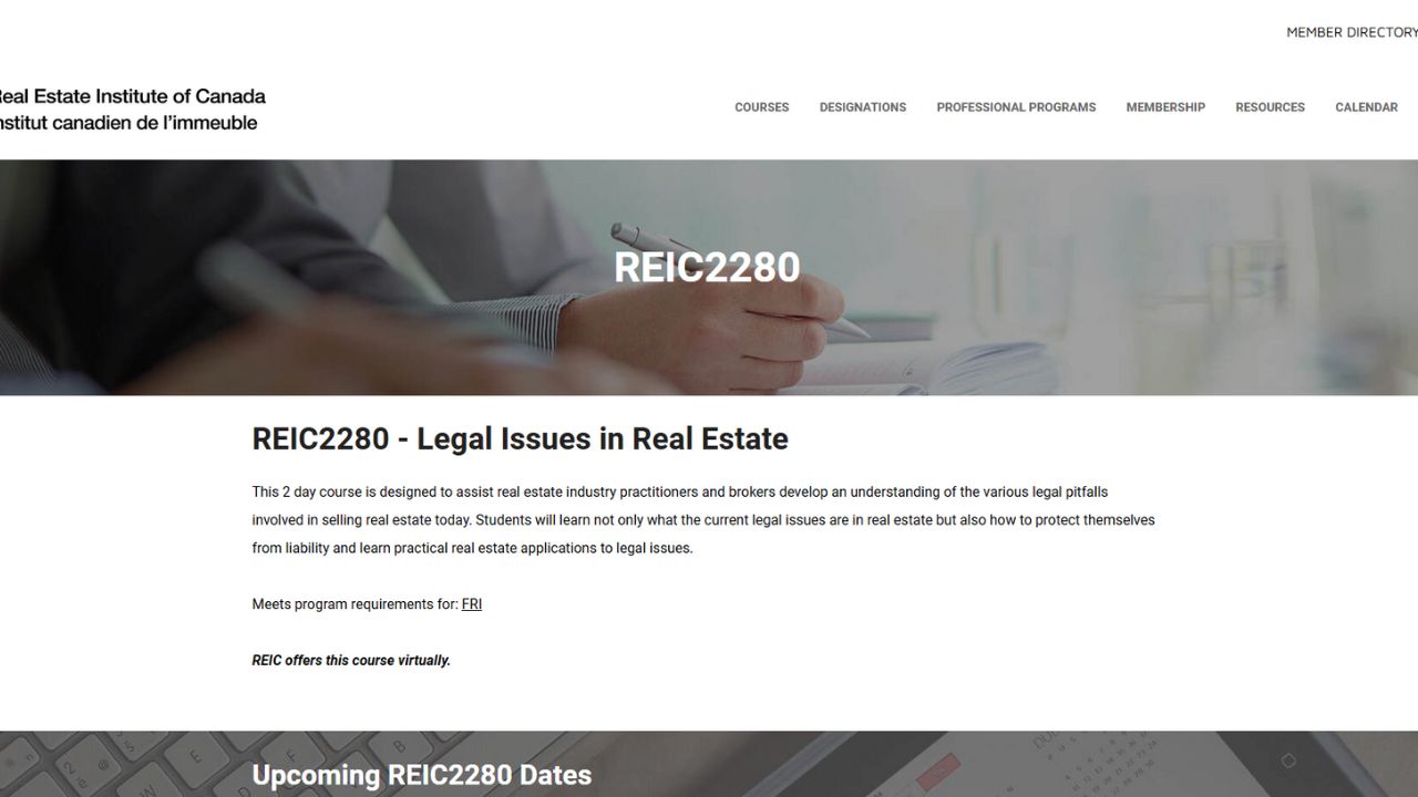 REIC - REIC2280 Legal Issues in Real Estate course