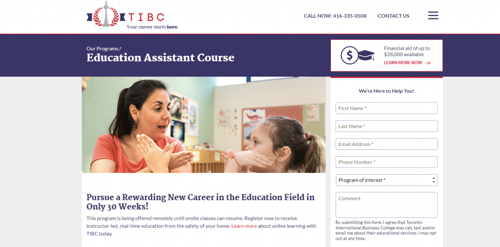 the screenshot from the course of TIBC College - Education Assistant Course