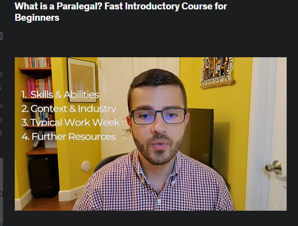 the screenshot from the course of Udemy - Paralegal Fast Introductory Course for Beginners