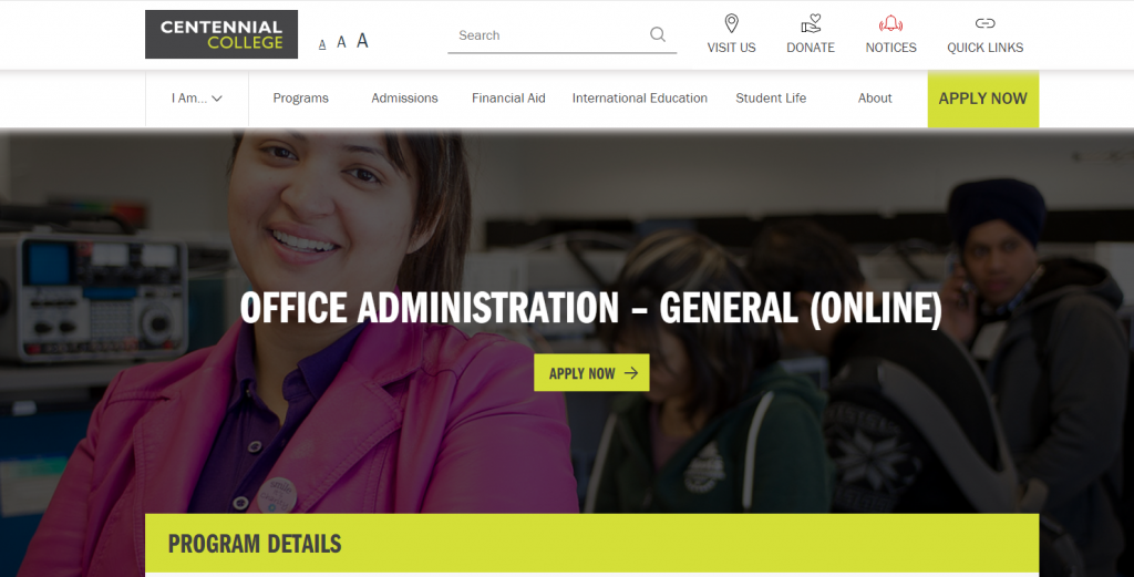 the screenshot from the course of Centennial College - Office Administration 