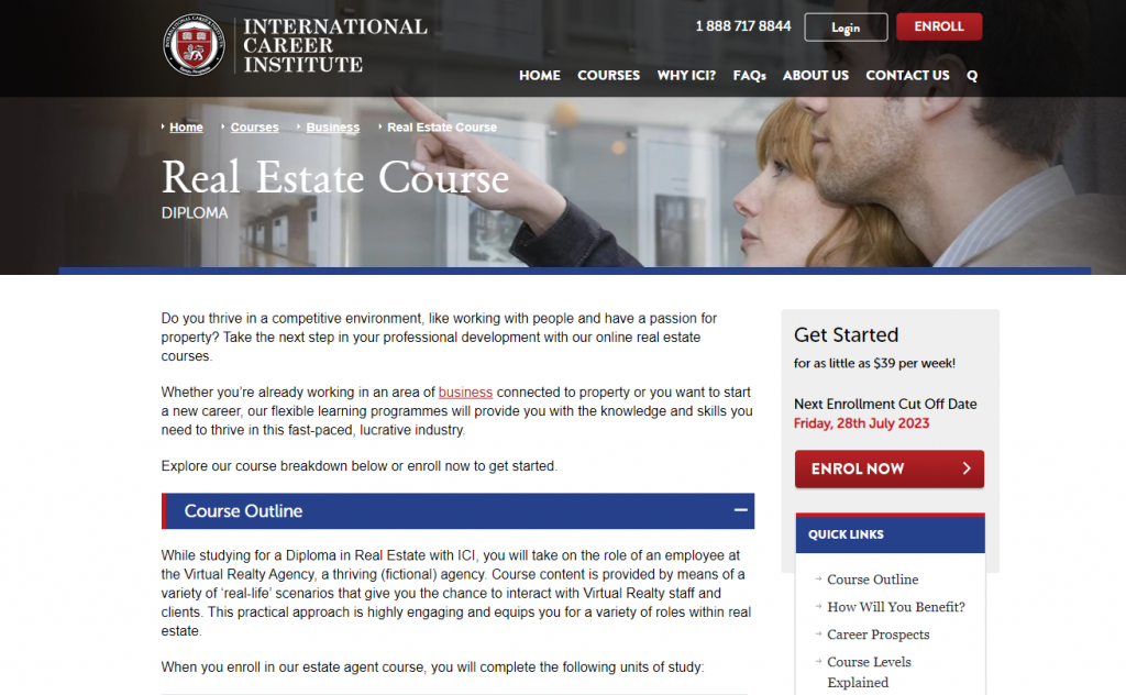 the screenshot from the course of International Career Institute - Real Estate Course