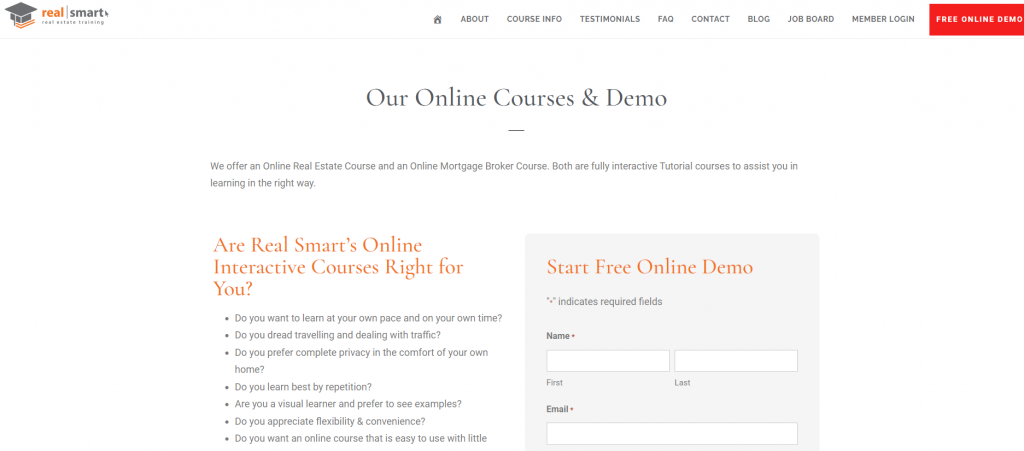 the screenshot from the course of Real Smart - Online Real Estate Course and Online Mortgage Broker Course