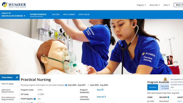 Humber College - Practical Nursing (Block-Based Online)