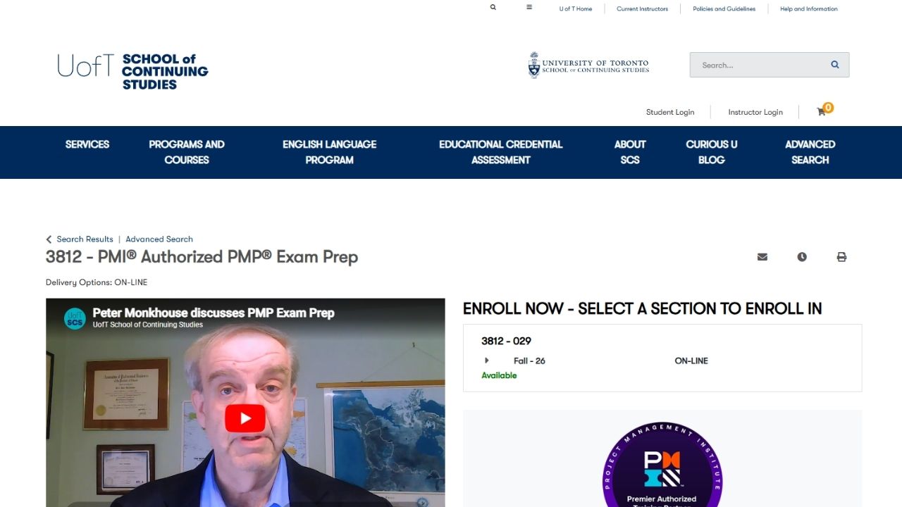 PMI Authorized PMP Exam Prep — University of Toronto