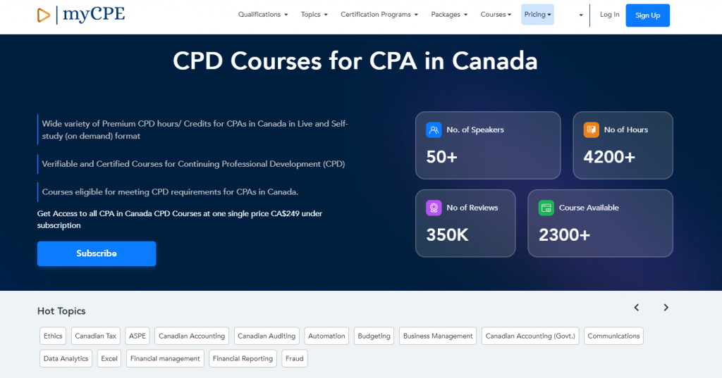 the screenshot from the course of My CPE - CPD Courses for CPAs in Canada