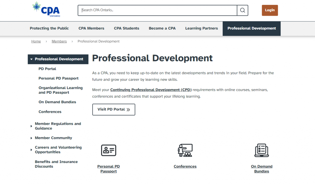 the screenshot from the course of CPA Ontario - Professional Development Courses