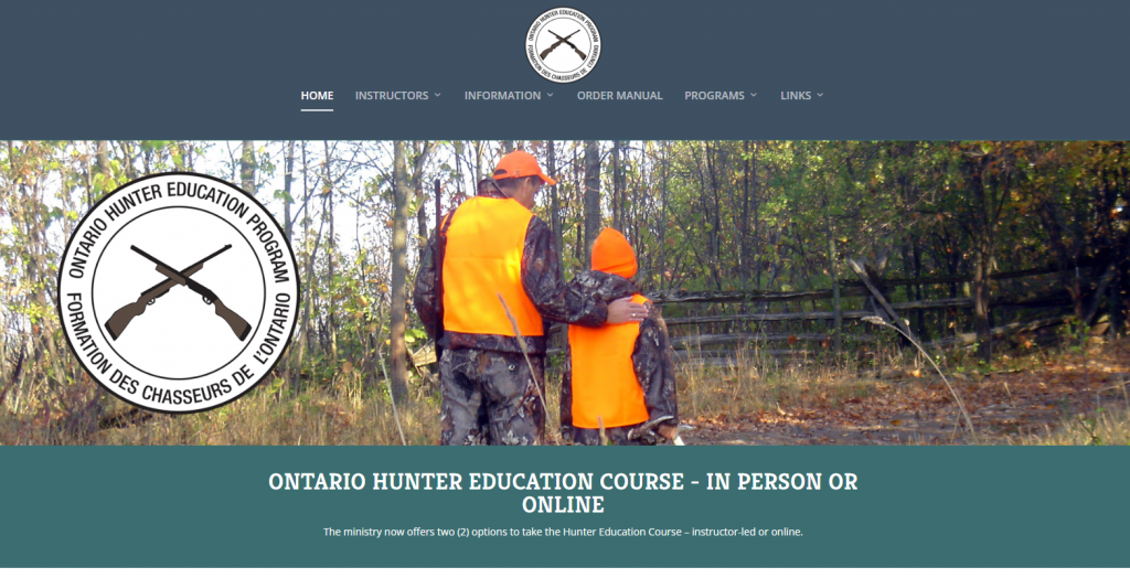 the screenshot from the course of Ontario Hunter Education Program