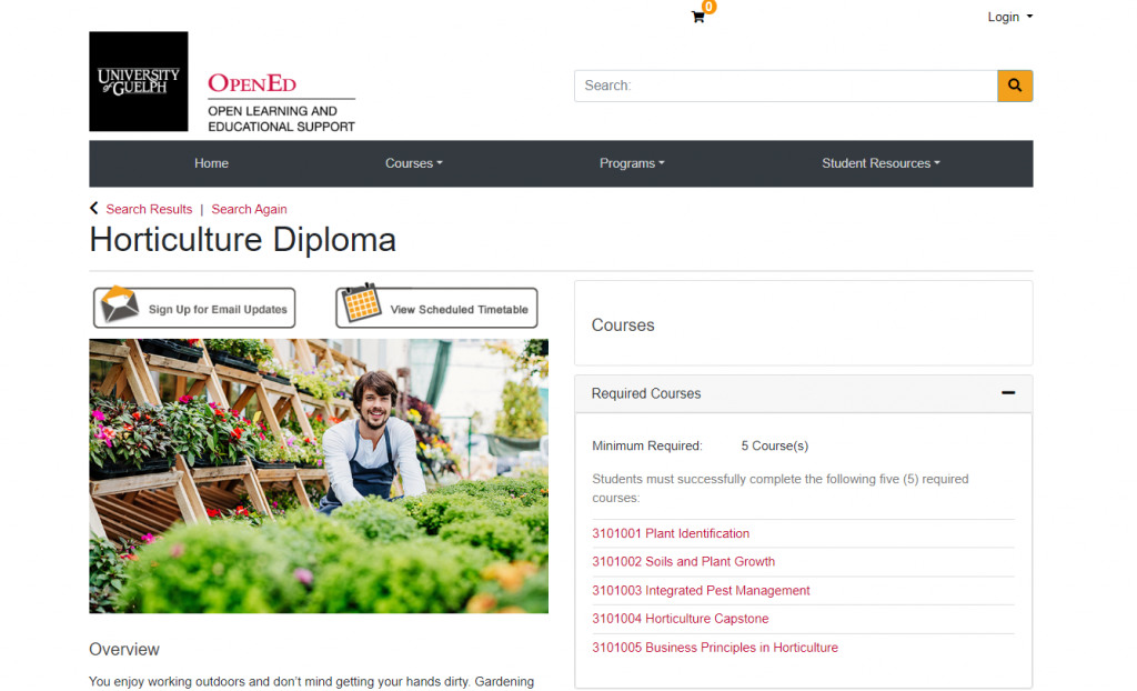 the screenshot from the course of University of Guelph - Horticulture Diploma