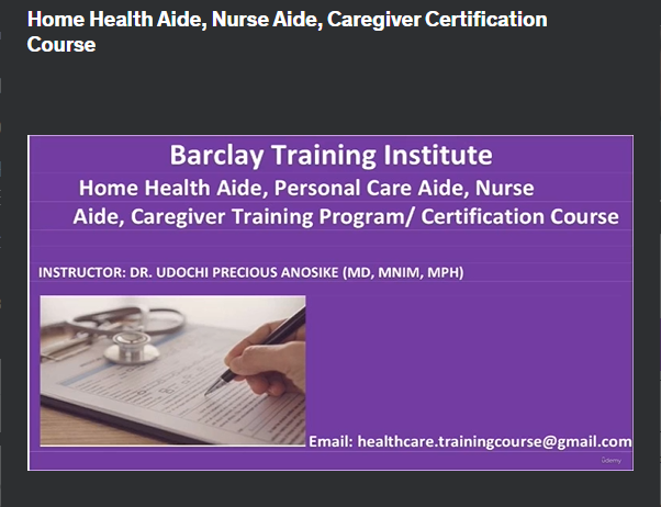 the screenshot from the course of Udemy - Home Health Aide, Nurse Aide, Caregiver Certification Course