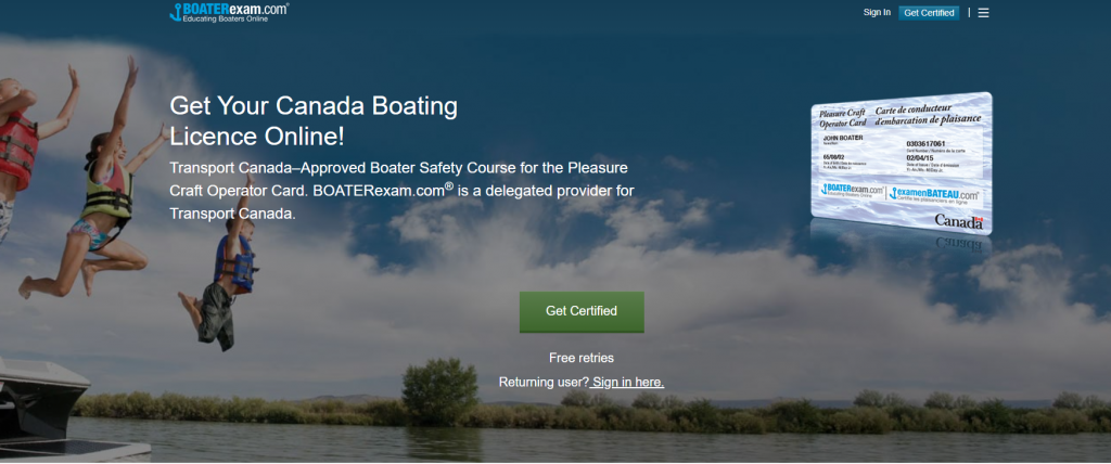 the screenshot from the course of BOATERexam.com - Canada Boating License Online