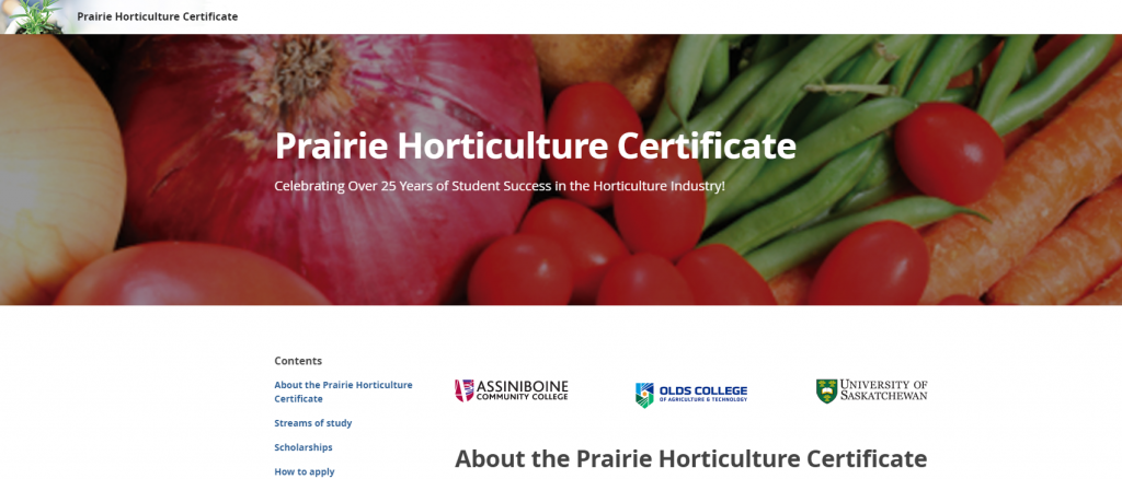 the screenshot from the course of Prairie Horticulture Certificate