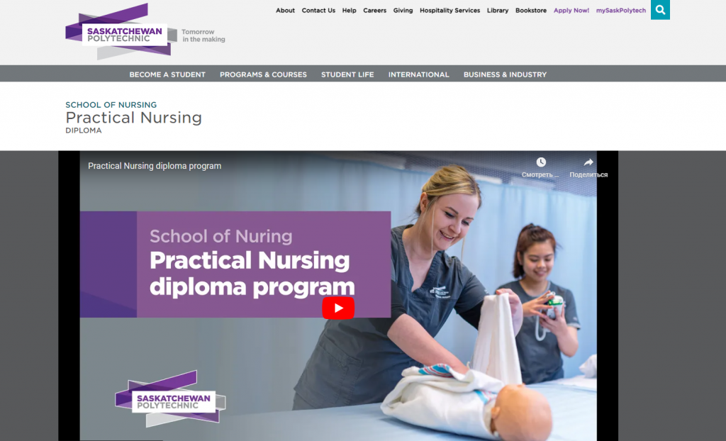 the screenshot from the course of Saskatchewan Polytechnic Practical Nursing Diploma