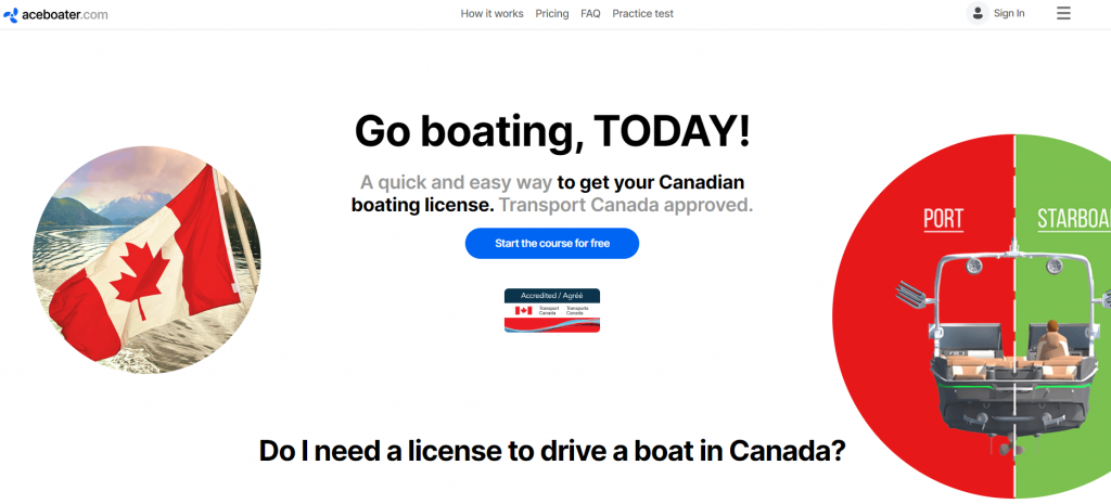 the screenshot from the course of Ace Boater - Official Canadian Boating License Online