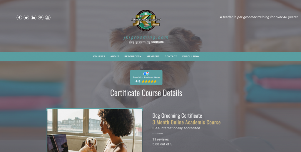 the screenshot from the course of JKL Certificate Online Dog Grooming Course