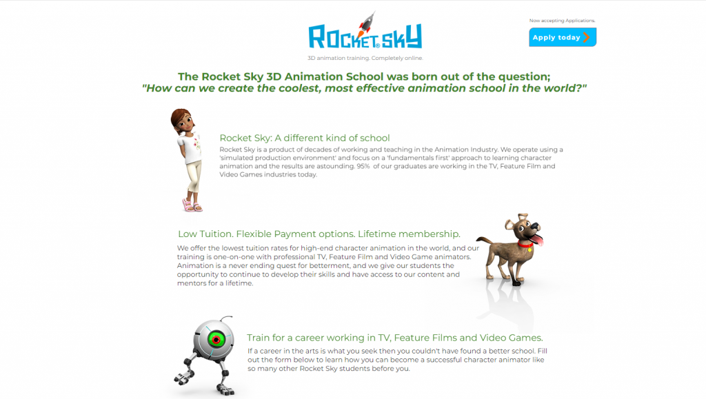 the screenshot from the course of Rocket Sky Online Animation School