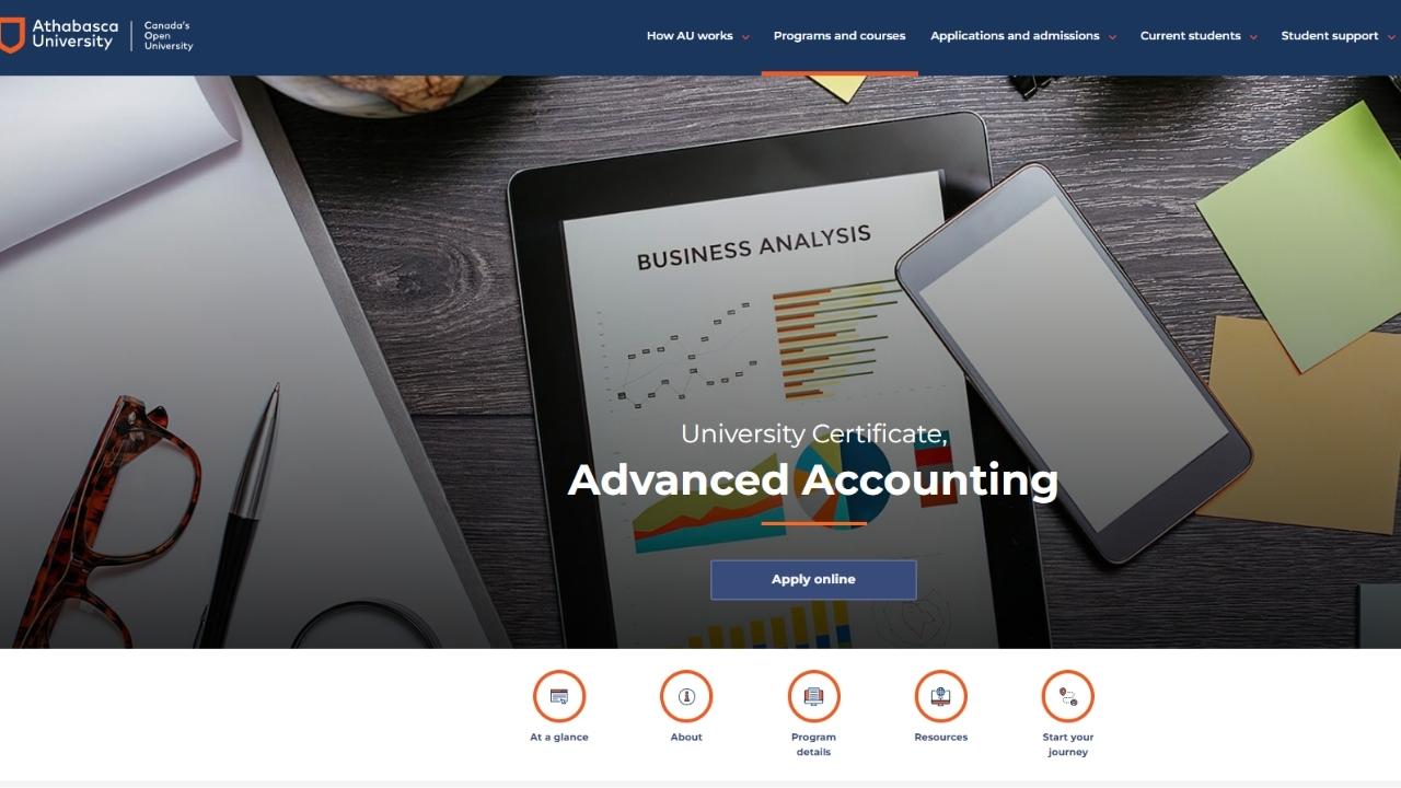 University Certificate in Advanced Accounting — Athabasca University