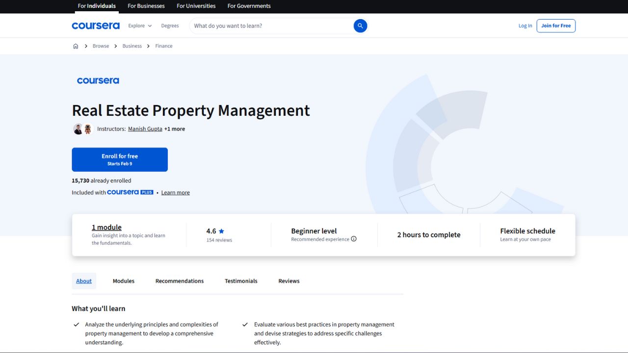 Coursera - Real Estate Property Management: Manage Profitability and Efficiency