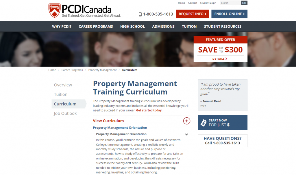 the screenshot from the course of PCDI Canada - Online Property Management Program