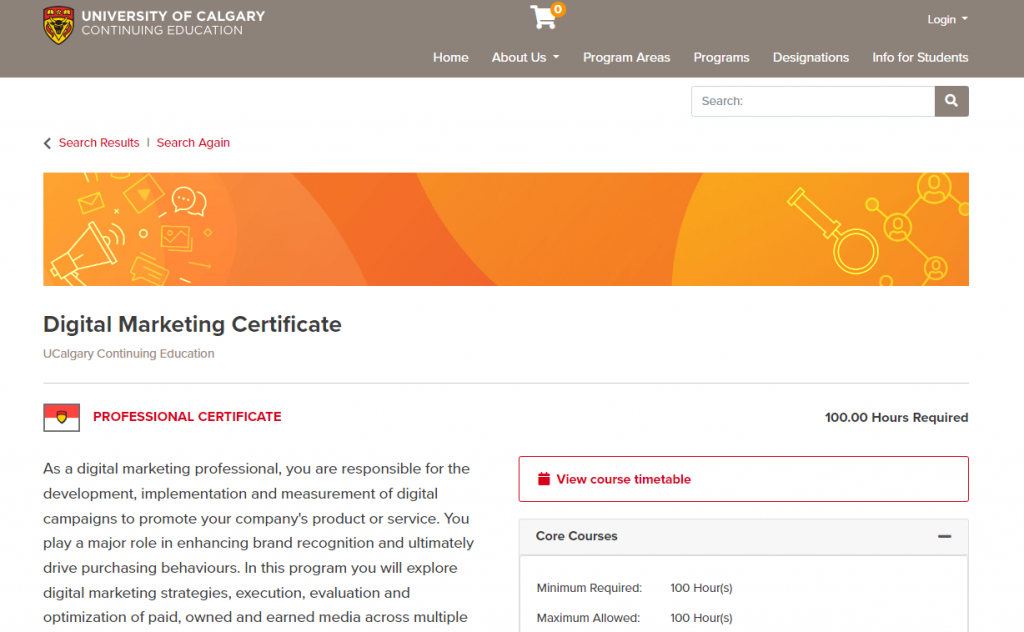 the screenshot from the course of University of Calgary - Digital Marketing Certificate