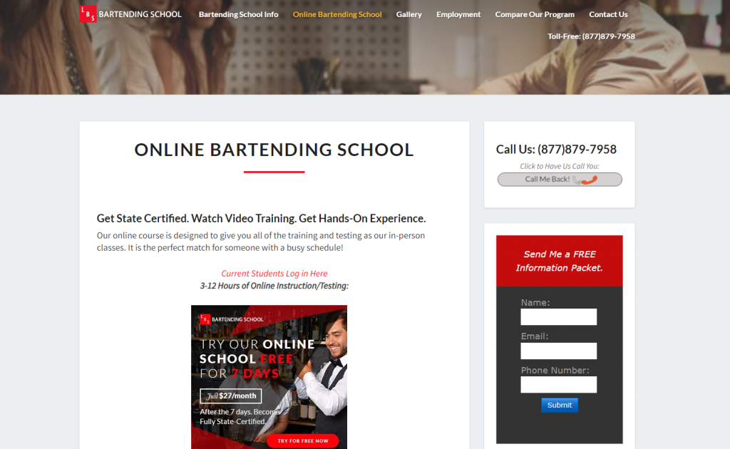 the screenshot from the course of LBS Bartending School - Online Bartending