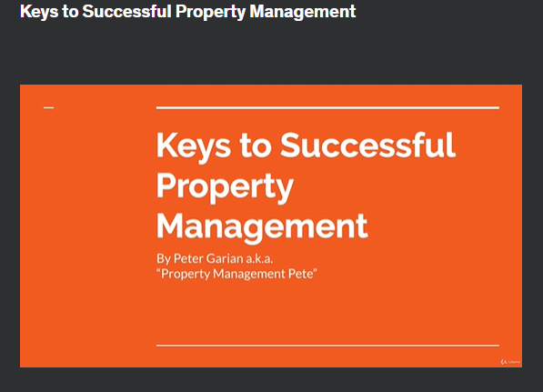 the screenshot from the course of Udemy - Keys to Successful Property Management