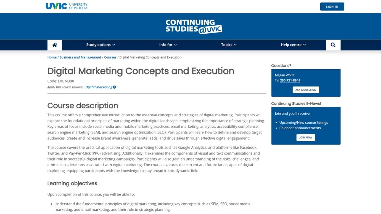 University of Victoria - Social Media Marketing