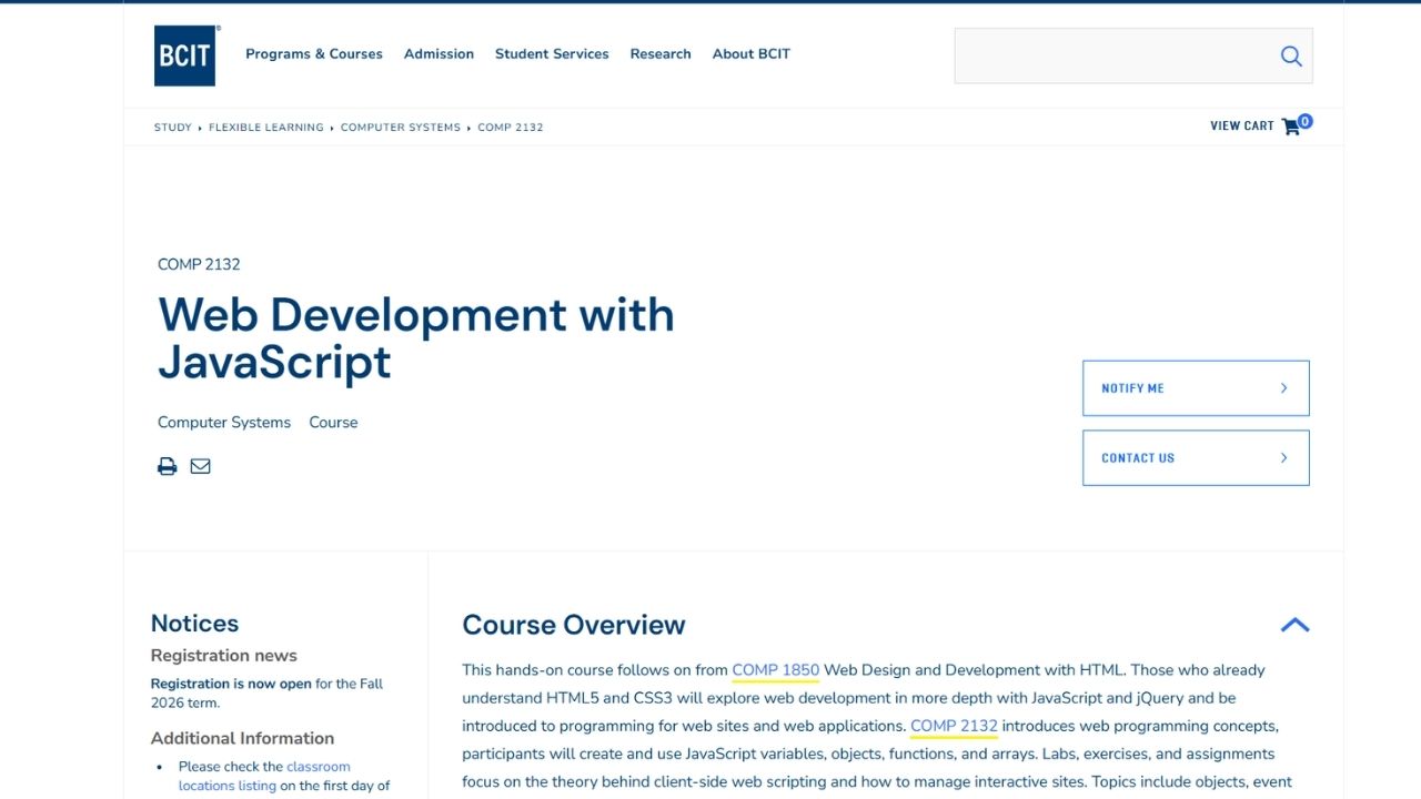 BCIT - Web Development with JavaScript (COMP 2132)