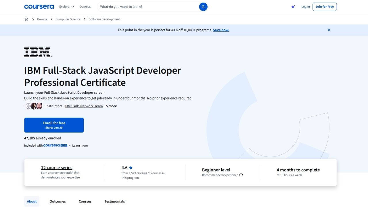 Coursera - IBM Full Stack JavaScript Developer Professional Certificate