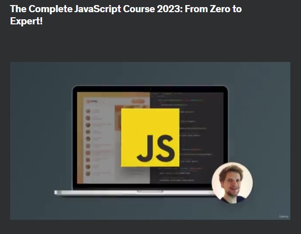 The screenshot from the course of Udemy - The Complete JavaScript Course 2023: From Zero to Expert!