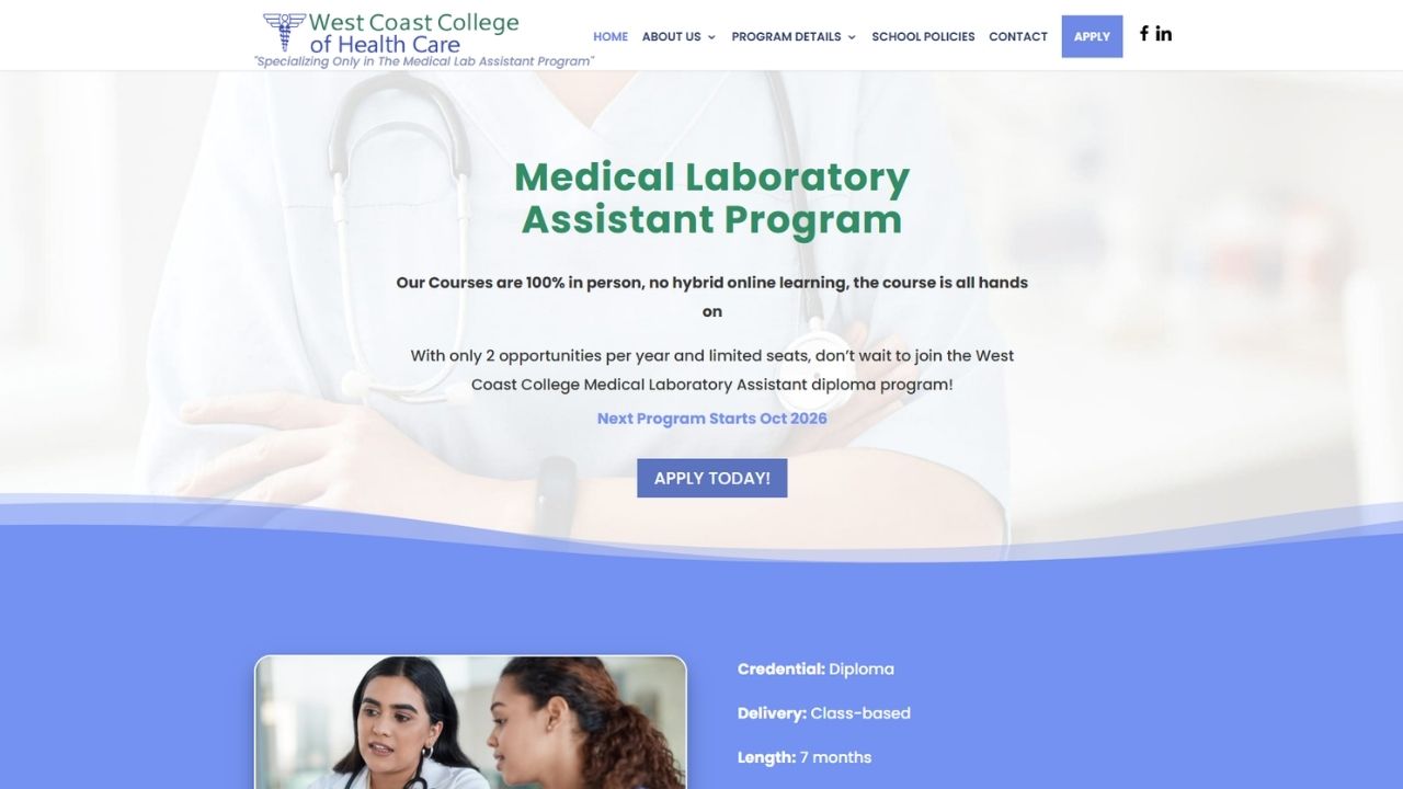 West Coast College of Health Care - Medical Laboratory Assistant Program